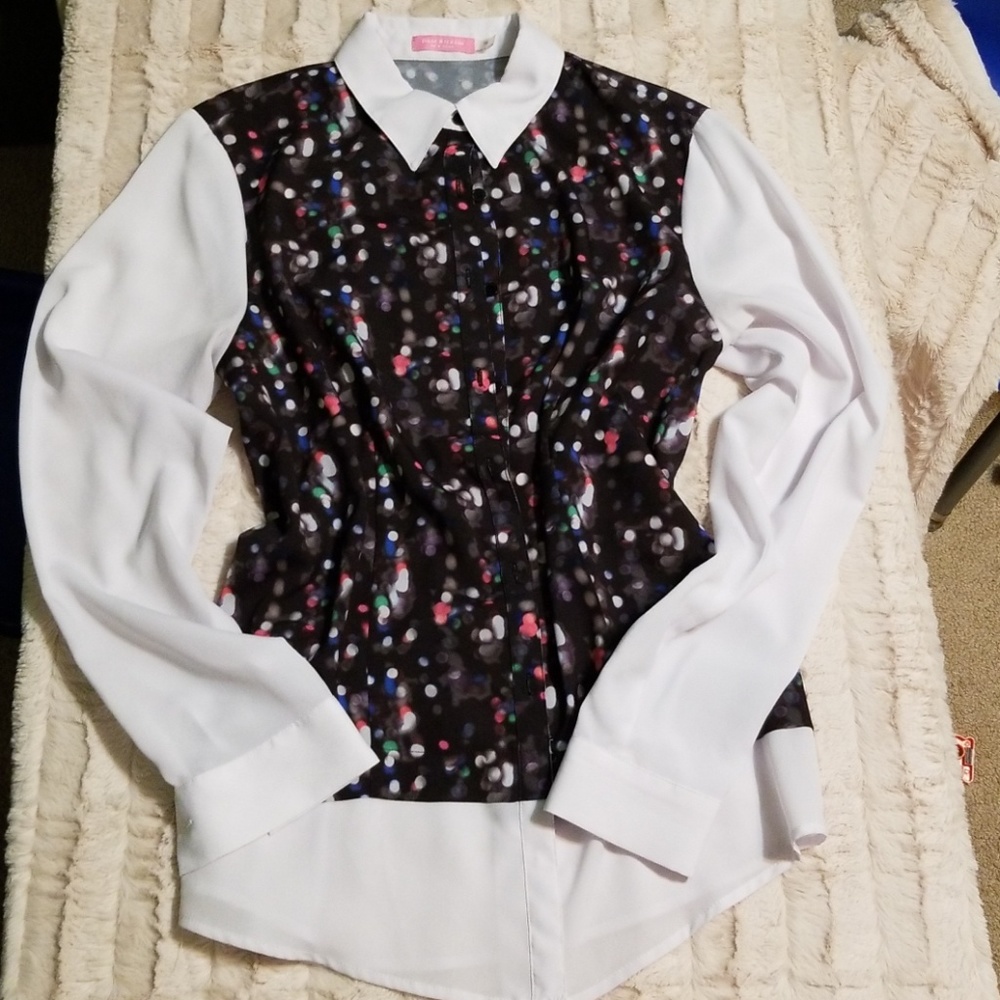 Black and White Polka Dot Women's Top Isaac Mizrahi